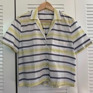 Equipment cropped Keira stripe cotton shirt